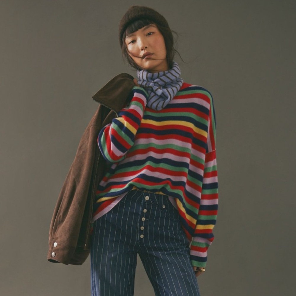 NWT Free People Tomorrow Stripe Cashmere Sweater, XS - Picture 3 of 4